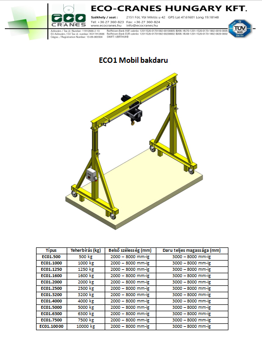 Bakdaru és forgódaru tervezése és gyártása – Eco-Cranes